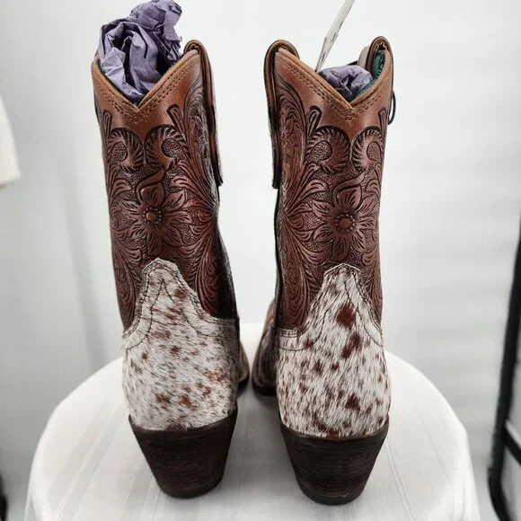 MYRA BAG Kelsey Short Cowboy Boots Brown Hair On Hide 6-11 NWT - Picture 3 of 12